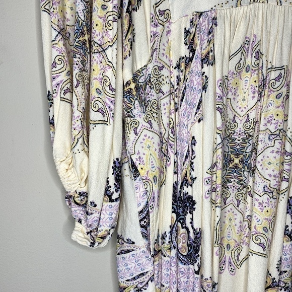 Free People Tunic GirlTalk Boho Blouse Puff Balloon Sleeves Side Pockets Size XS - Picture 5 of 16